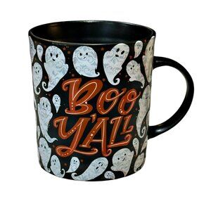 Austin Ash Halloween Ghosts Large Black Ceramic Coffee Mug Boo Y'all 20 Ounce